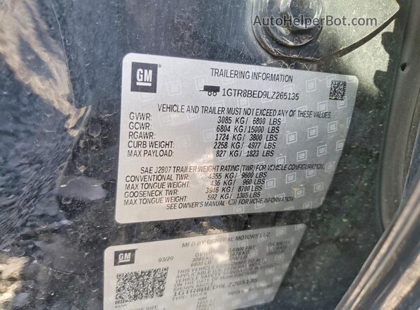 1GTR8BED9LZ265135 2020 GMC SIERRA Black Vista de la etiqueta del VIN