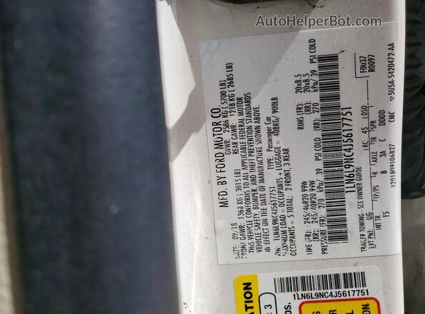1LN6L9NC4J5617751 2018 LINCOLN CONTINENTA White Панорамний вид салону 360°