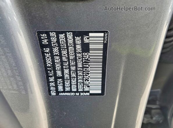 WP1AE2A21GLA17348 2016 PORSCHE CAYENNE Gray Widok wnętrza 360 stopni