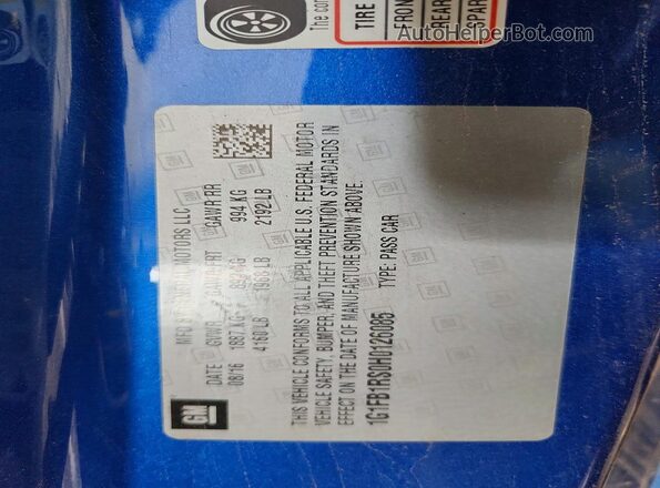 1G1FB1RS0H0126085 2017 CHEVROLET CAMARO Blue Widok naklejki z numerem VIN