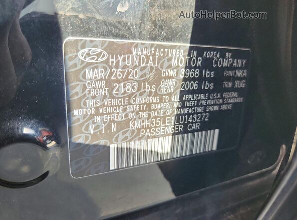 KMHH35LE1LU143272 2020 HYUNDAI ELANTRA Black VIN կոդի պիտակի տեսք