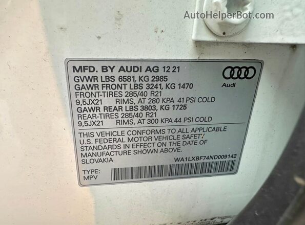 WA1LXBF74ND009142 2022 AUDI Q7 White Вид задньої частини салону
