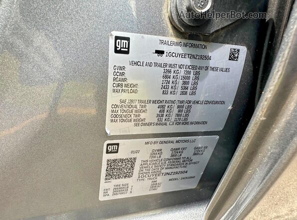 1GCUYEET2NZ192504 2022 CHEVROLET SILVERADO Silver Rear interior view