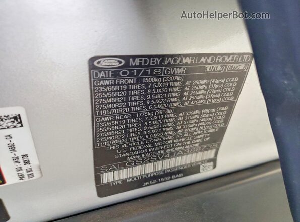 SALGS2SV4JA388738 2018 LAND ROVER RANGE Silver 360 interior view