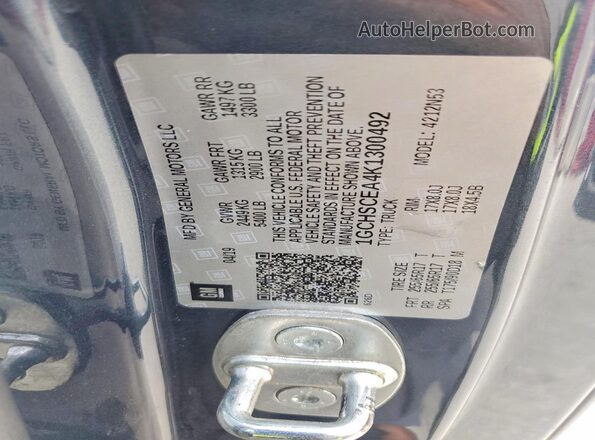 1GCHSCEA4K1300492 2019 CHEVROLET COLORADO Gray Widok naklejki z numerem VIN
