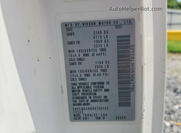 3N6CM0KN0HK705120 2017 NISSAN NV White Vista interior de 360 grados