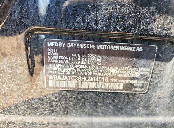 WBAJA7C38HG904016 2017 BMW 5 SERIES Black Вид наклейки з VIN-кодом