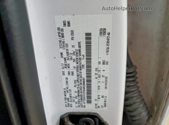 1FTEW1CF5HKD86697 2017 FORD F150 White VIN კოდის სტიკერის ხედი