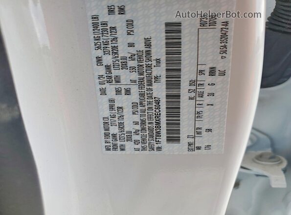 1FT8W3BMXREC60487 2024 FORD F350 White Widok naklejki z numerem VIN