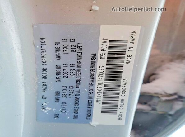 JM1DKDC70L1470023 2020 MAZDA CX-3 Серебряный Вид наклейки с VIN-кодом