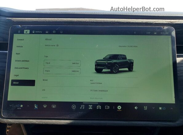7FCTGAAL1NN006224 2022 RIVIAN R1T Charcoal უკანა სავარძლების ხედი