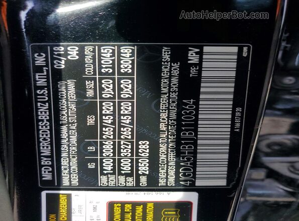4JGDA5HB1JB110364 2018 MERCEDES-BENZ GLE Black 360 interior view