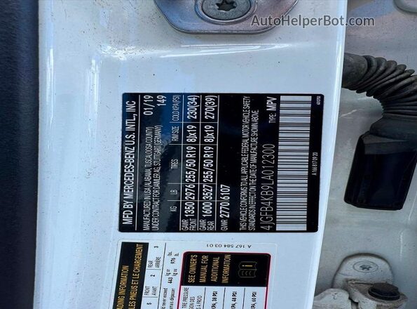 4JGFB4KB9LA012300 2020 MERCEDES-BENZ GLE Белый Вид задних сидений
