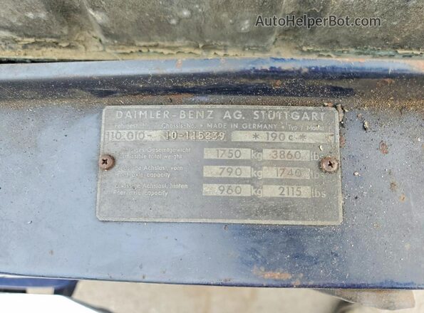1001010115239 1965 MERCEDES-BENZ 190 Синий Вид наклейки с VIN-кодом