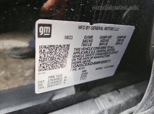 1GNSCEKD4MR458971 2021 CHEVROLET SUBURBAN Black Widok wnętrza 360 stopni