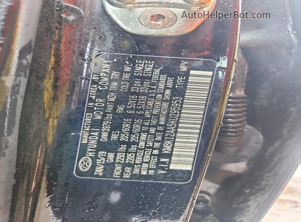 KM8K12AA5KU295953 2019 HYUNDAI KONA Черный Вид наклейки с VIN-кодом