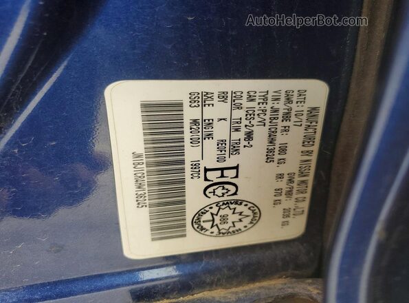 JN1BJ1CR4HW136245 2017 NISSAN QASHQAI Blue Widok naklejki z numerem VIN