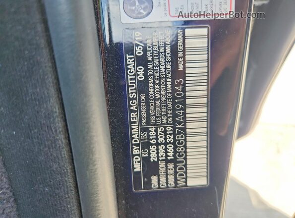 WDDUG8GB7KA491043 2019 MERCEDES-BENZ S Black Vista de la etiqueta del VIN