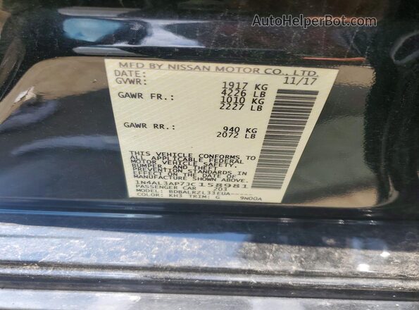 1N4AL3AP7JC158981 2018 NISSAN ALTIMA Black Vista de la etiqueta del VIN