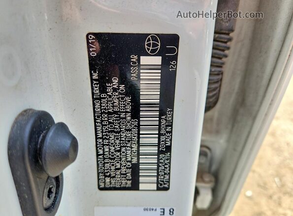 NMTKHMBX6KR087503 2019 TOYOTA C-HR White სალონის 360-გრადუსიანი ხედი