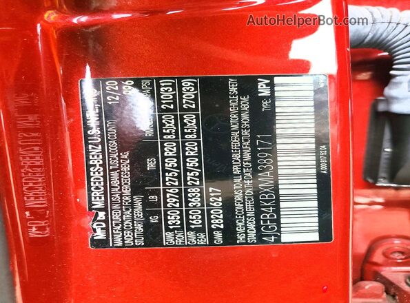 4JGFB4KBXMA389171 2021 MERCEDES-BENZ GLE Red Սալոնի 360 աստիճան տեսք