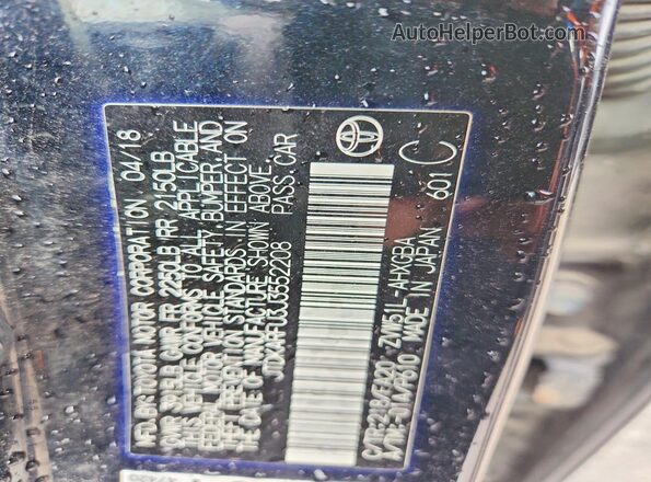 JTDKARFU3J3552208 2018 TOYOTA PRIUS Black VIN կոդի պիտակի տեսք