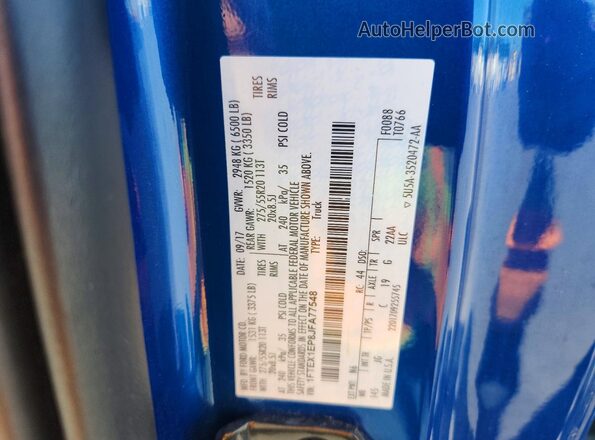 1FTEX1EP8JFA77548 2018 FORD F150 Blue Вид наклейки з VIN-кодом