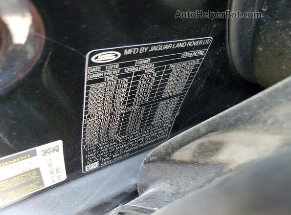 SALYL2EX3KA207693 2019 LAND ROVER RANGE ROVER Black VIN კოდის სტიკერის ხედი