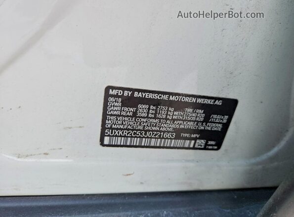 5UXKR2C53J0Z21663 2018 BMW X5 Белый Панорамный вид салона 360°