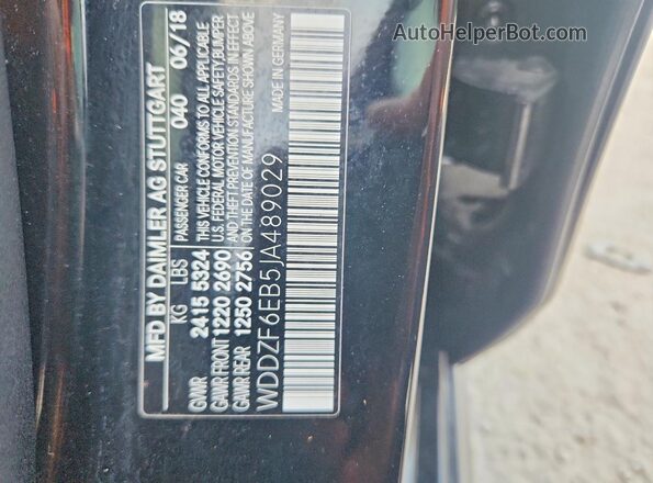 WDDZF6EB5JA489029 2018 MERCEDES-BENZ E-CLASS Black Вид наклейки з VIN-кодом