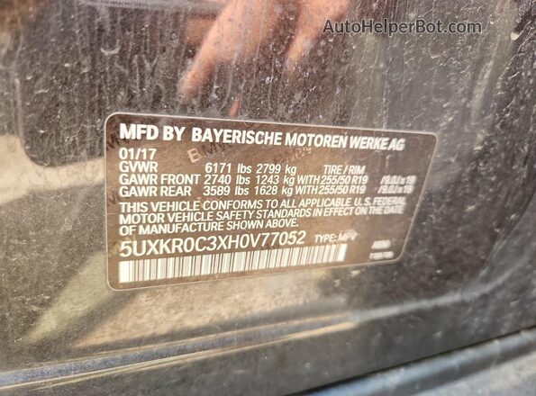 5UXKR0C3XH0V77052 2017 BMW X5 Черный Вид наклейки с VIN-кодом
