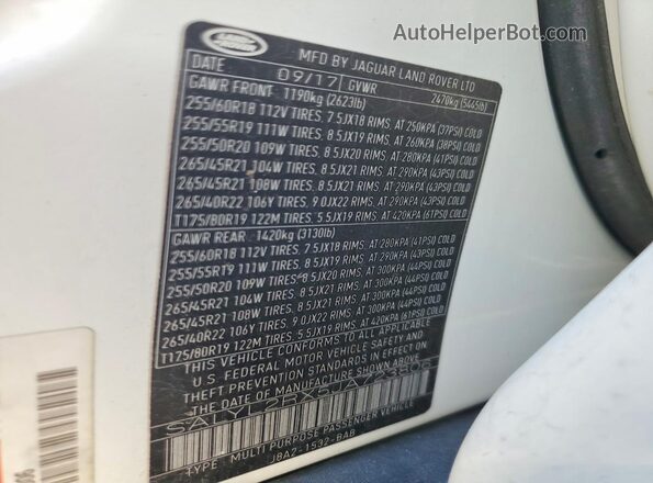 SALYL2RX5JA723806 2018 LAND ROVER RANGE White 