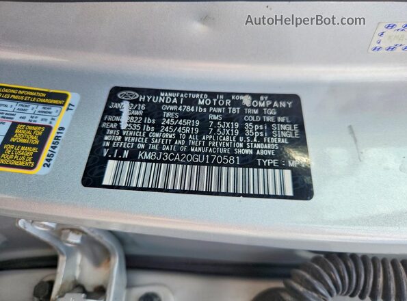 KM8J3CA20GU170581 2016 HYUNDAI TUCSON Silver სალონის 360-გრადუსიანი ხედი