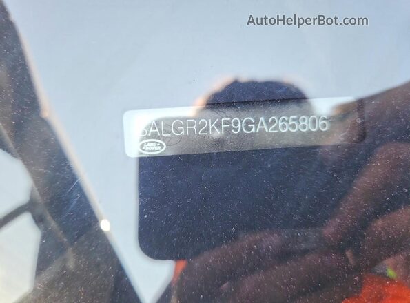 SALGR2KF9GA265806 2016 LAND ROVER RANGE Black Вид наклейки з VIN-кодом