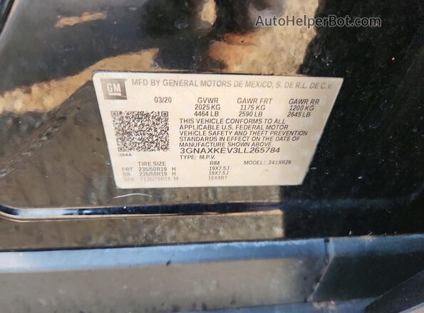 3GNAXKEV3LL265784 2020 CHEVROLET EQUINOX Black Սալոնի 360 աստիճան տեսք