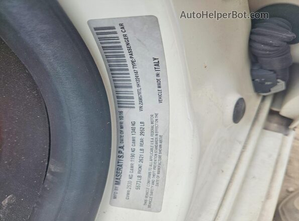 ZAM57RTL1H1224147 2017 MASERATI GHIBLI Белый Вид наклейки с VIN-кодом