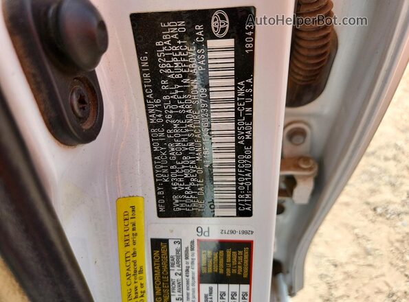 4T1BF1FK5GU239709 2016 TOYOTA CAMRY White VIN sticker view