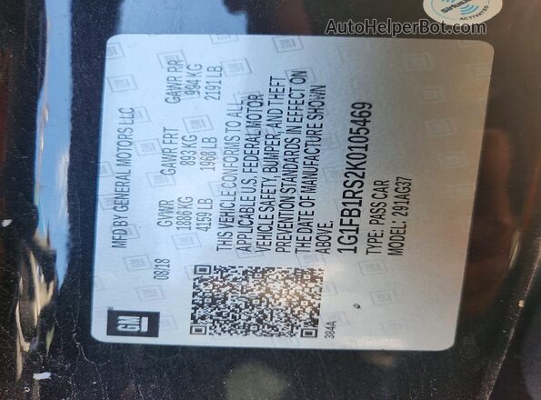 1G1FB1RS2K0105469 2019 CHEVROLET CAMARO Черный Вид наклейки с VIN-кодом