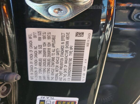 2HKRW2H91HH677982 2017 HONDA CR-V Black VIN კოდის სტიკერის ხედი
