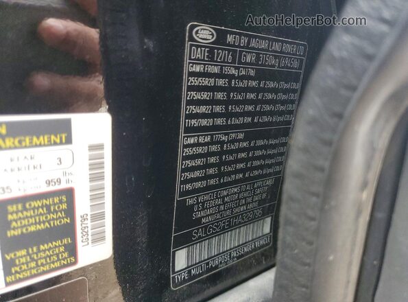 SALGS2FE1HA329795 2017 LAND ROVER RANGE Черный Вид наклейки с VIN-кодом