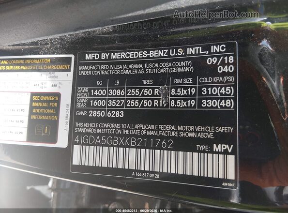 4JGDA5GBXKB211762 2019 MERCEDES-BENZ GLE 400 Черный Вид подкапотного пространства