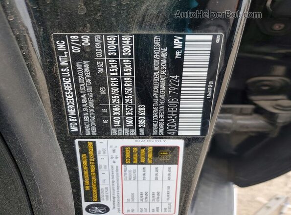 4JGDA5HB0JB179224 2018 MERCEDES-BENZ GLE Black Вид наклейки з VIN-кодом