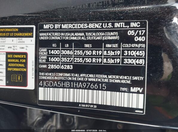 4JGDA5HB1HA976615 2017 MERCEDES-BENZ GLE 350 Черный Вид подкапотного пространства