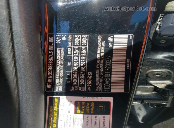4JGDA5HB1JB203272 2018 MERCEDES-BENZ GLE Black Widok naklejki z numerem VIN
