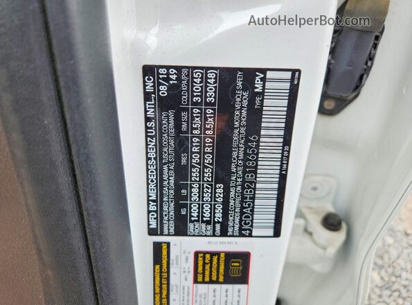 4JGDA5HB2JB186546 2018 MERCEDES-BENZ GLE White Widok wnętrza 360 stopni