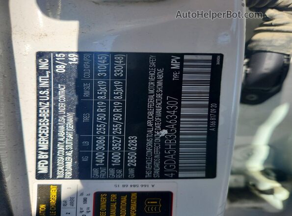 4JGDA5HB3GA634307 2016 MERCEDES-BENZ GLE White ძრავის განყოფილების ხედი