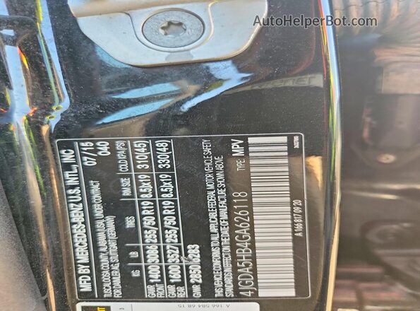 4JGDA5HB4GA626118 2016 MERCEDES-BENZ GLE Black Панорамний вид салону 360°