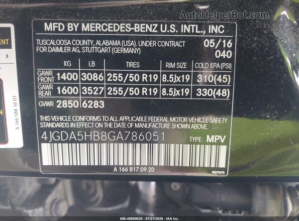 4JGDA5HB8GA786051 2016 MERCEDES-BENZ GLE 350 Черный Вид подкапотного пространства