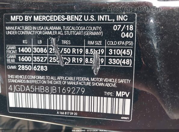 4JGDA5HB8JB169279 2018 MERCEDES-BENZ GLE 350 Black Widok komory silnika