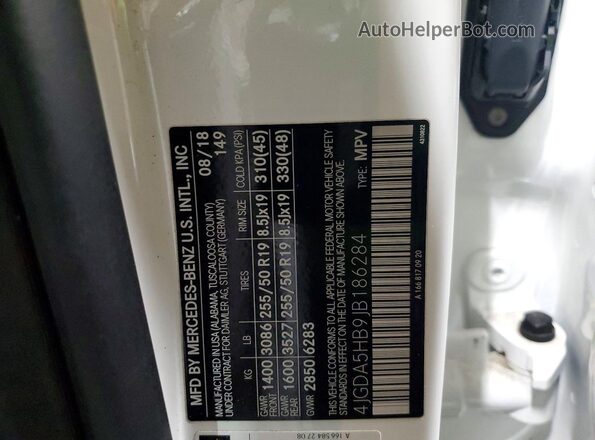 4JGDA5HB9JB186284 2018 MERCEDES-BENZ GLE White Вид підкапотного простору